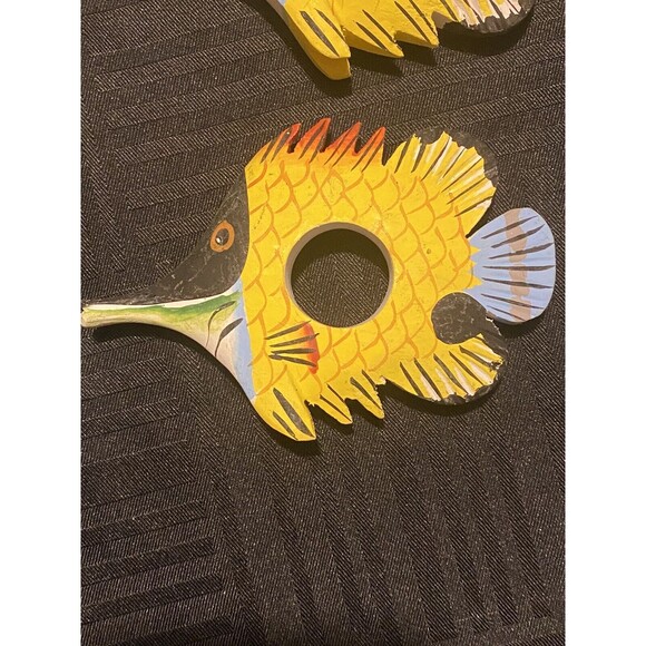 Tropical fish Wooden hand painted napkin holders set of 10 - Picture 4 of 6